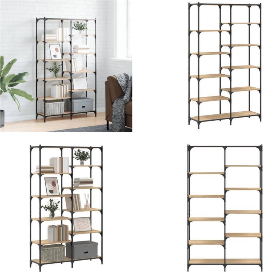 VidaXL -Boekenrek-100x32x170-cm-bewerkt-hout-en-ijzer-sonoma-eikenkleur - Foto 2