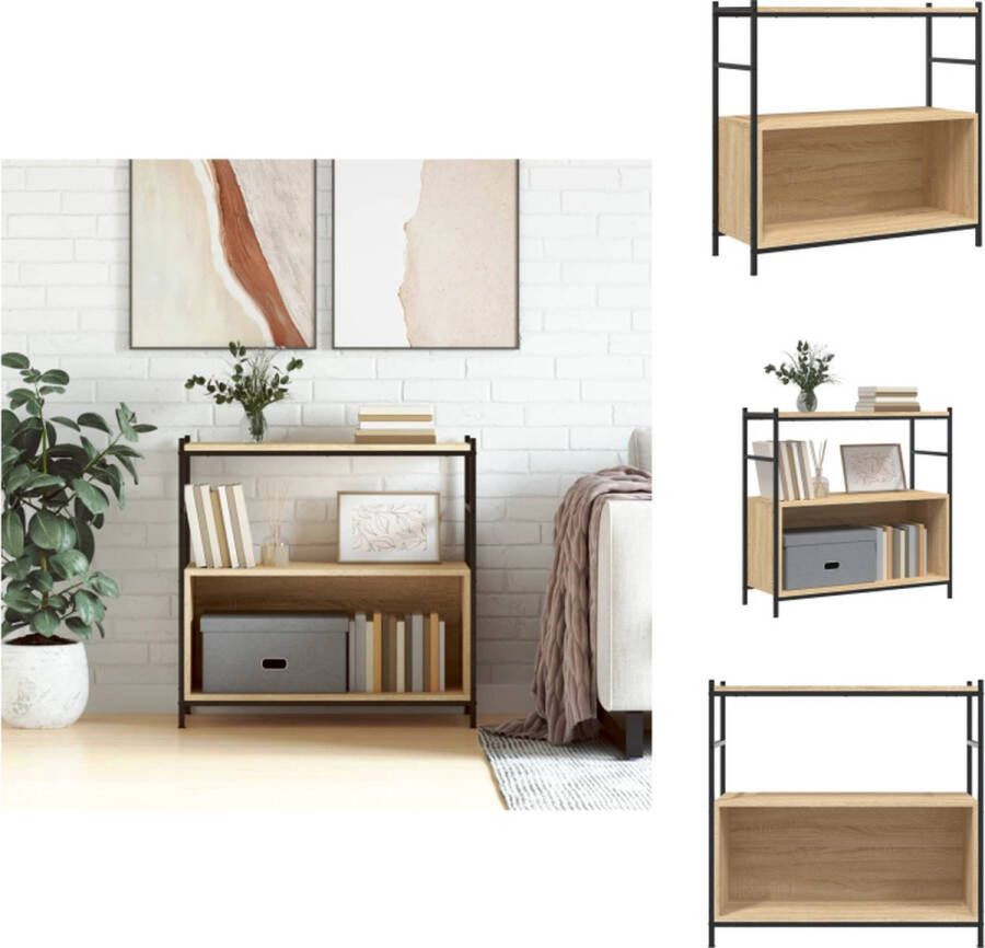 VidaXL Boekenrek Boekenrekken Boekenkast Opbergrek Boekenrek 80x30x78 5 cm bewerkt hout en ijzer sonoma eikenkleur