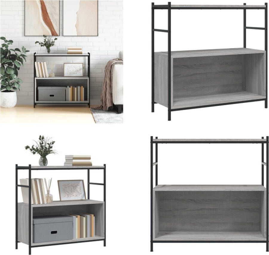VidaXL Boekenrek 80x30x78-5 cm bewerkt hout en ijzer grijs sonoma Boekenrek Boekenrekken Boekenkast Opbergrek