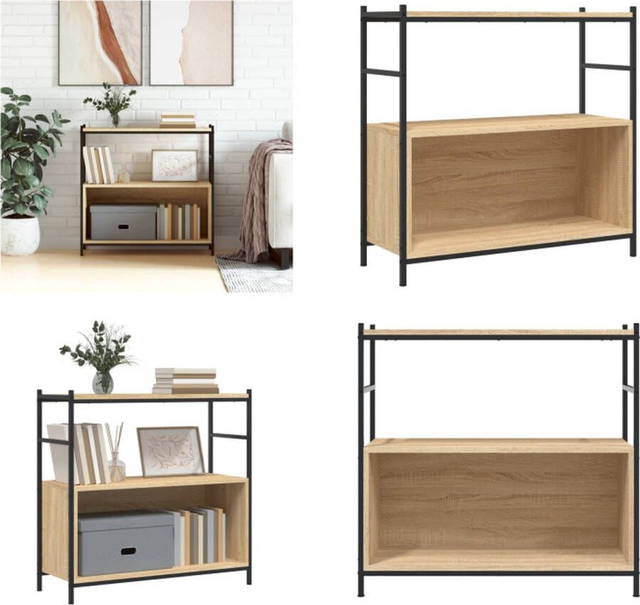 VidaXL Boekenrek 80x30x78-5 cm bewerkt hout en ijzer sonoma eikenkleur Boekenrek Boekenrekken Boekenkast Opbergrek