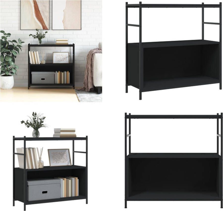 VidaXL Boekenrek 80x30x78-5 cm bewerkt hout en ijzer zwart Boekenrek Boekenrekken Boekenkast Opbergrek