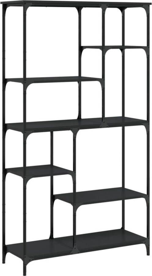VidaXL Boekenrek Zwart 99x35 5x176 cm Hout en Staal Boekenrek Houten Boekenplank Industrieel Boekenrek Zwarte Boekenkast Bibliotheek Kast Opslagoplossing Interieurdecoratie