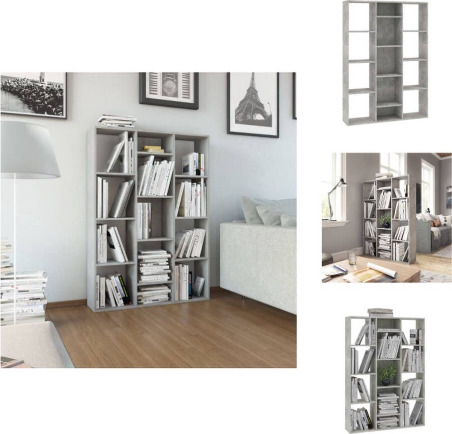 VidaXL Scheidingswand Scheidingswanden Kamerverdeler Kamerverdelers Kamerscherm boekenkast 100x24x140 cm bewerkt hout betongrijs - Foto 2