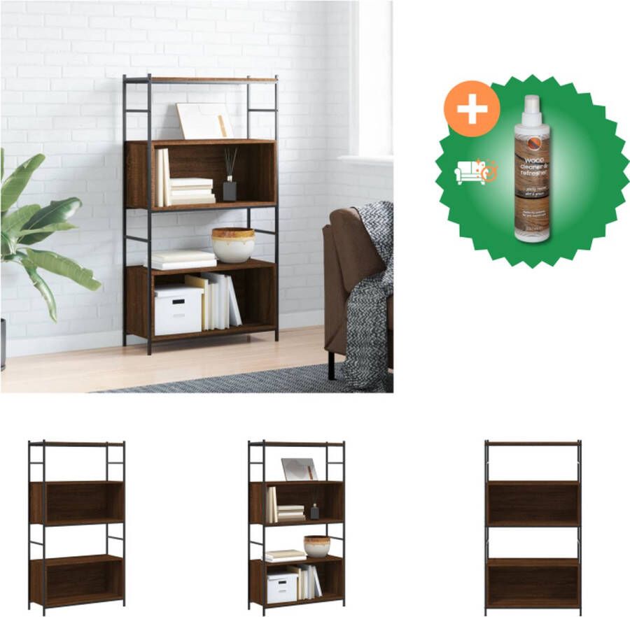 VidaXL Boekenrek Industrieel 80 x 30 x 145.5 cm Bruineiken Montage vereist Kast Inclusief Houtreiniger en verfrisser