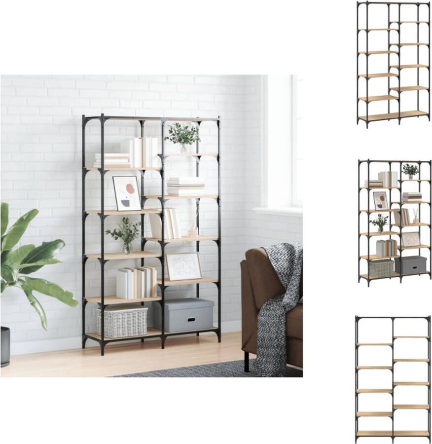 VidaXL -Boekenrek-100x32x170-cm-bewerkt-hout-en-ijzer-sonoma-eikenkleur