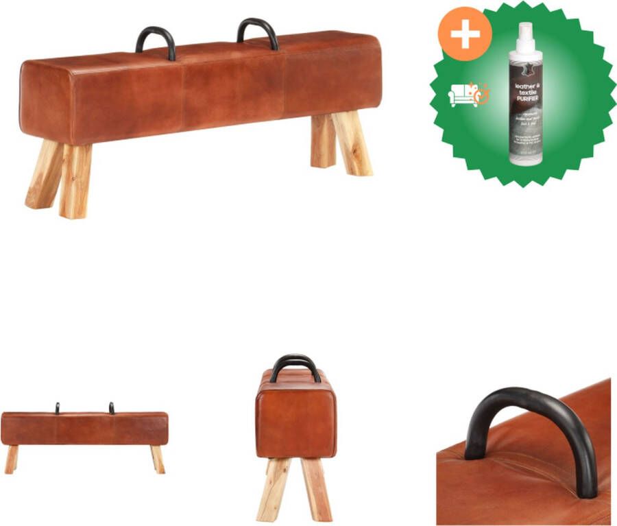 VidaXL Bokbankje Old School Meubel 135 x 25 x 55 cm Bruin Hocker Inclusief Reiniger