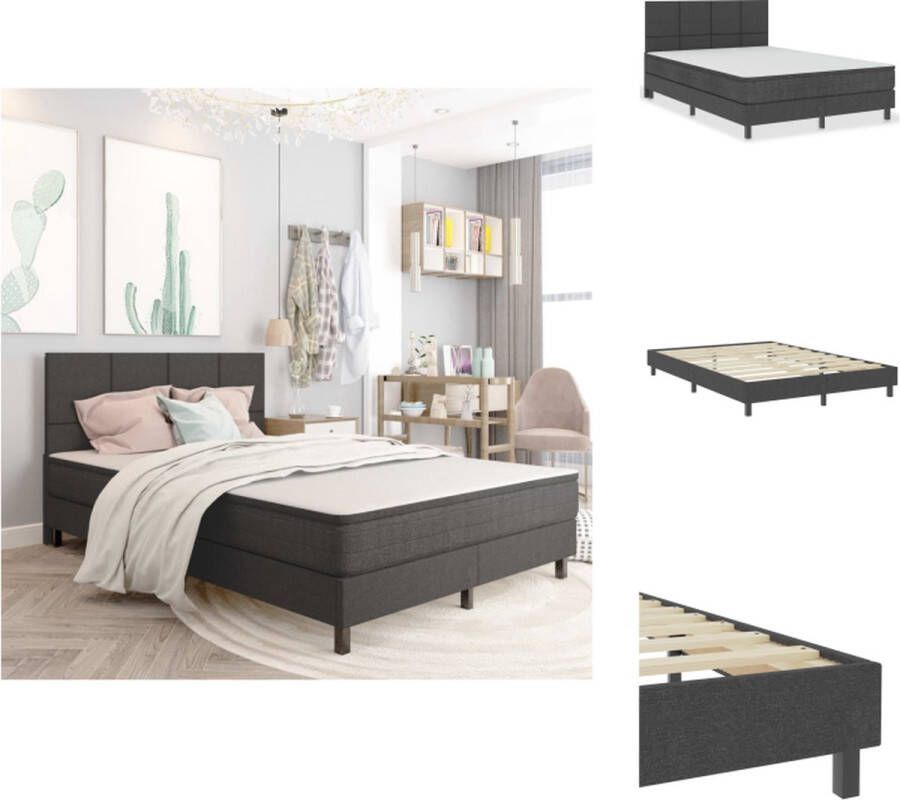 VidaXL Boxspring Bedframe Veermatras 201x180x116 cm Dik topmatras Kleur- donkergrijs Materiaal- stof (100% polyester) Montage vereist Bed - Foto 5