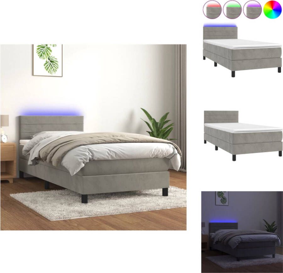 VidaXL Boxspring Bed 193 x 90 x 78 88 cm Fluweel LED Bed