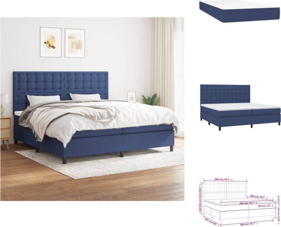 VidaXL Boxspring Bed Blauw 203 x 200 x 118 128 cm Inclusief Matrassen Bed