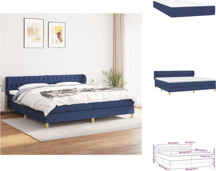VidaXL Boxspring Bed Blauw 203 x 203 x 78 88 cm Pocketvering Bed