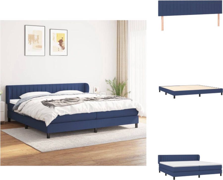 VidaXL Boxspring Bed Blauw 203 x 203 x 78 88 cm Pocketvering Matras Bed