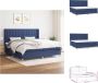 VidaXL Boxspring Bed Blauw Dubbel 203x203x118 128 cm Pocketvering Bed - Thumbnail 1