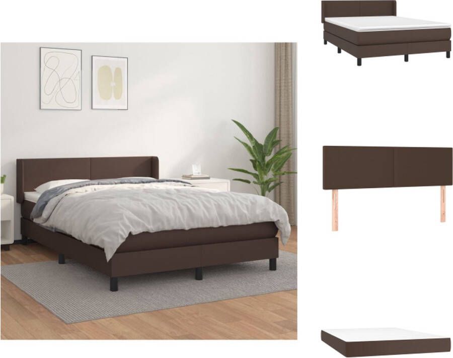 VidaXL Boxspring Bed Bruin Kunstleer 203x147x78 88cm Duurzaam en Comfortabel Bed