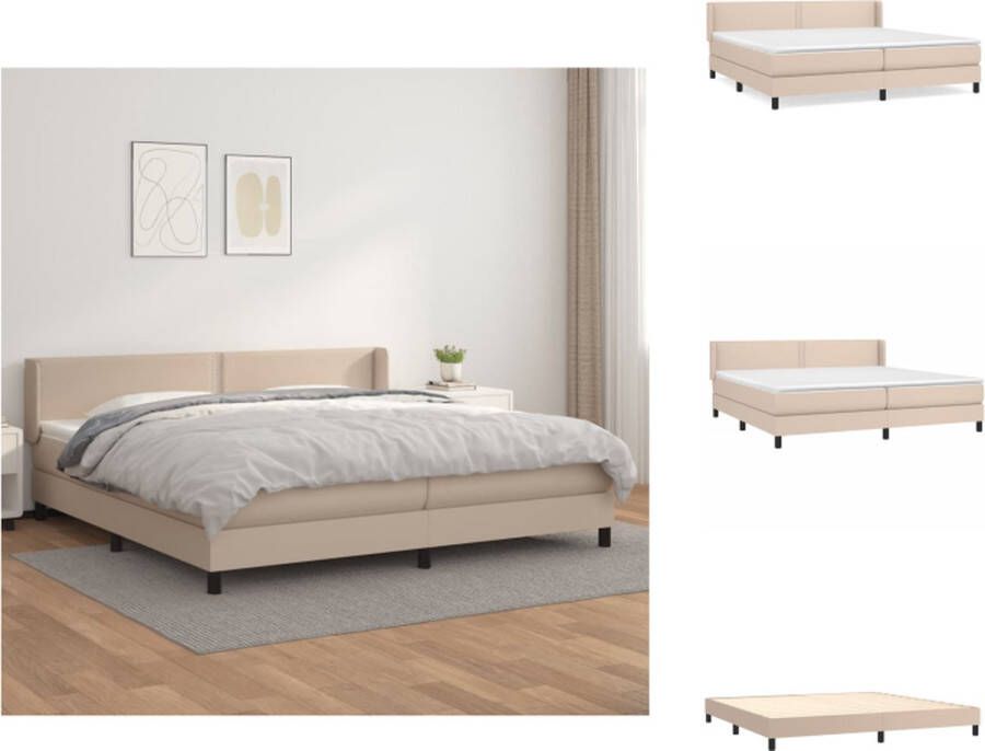 VidaXL Boxspring Bed Cappuccino Kunstleer 203 x 203 x 78 88 cm Pocketvering Mattress Huidvriendelijke Topper Bed
