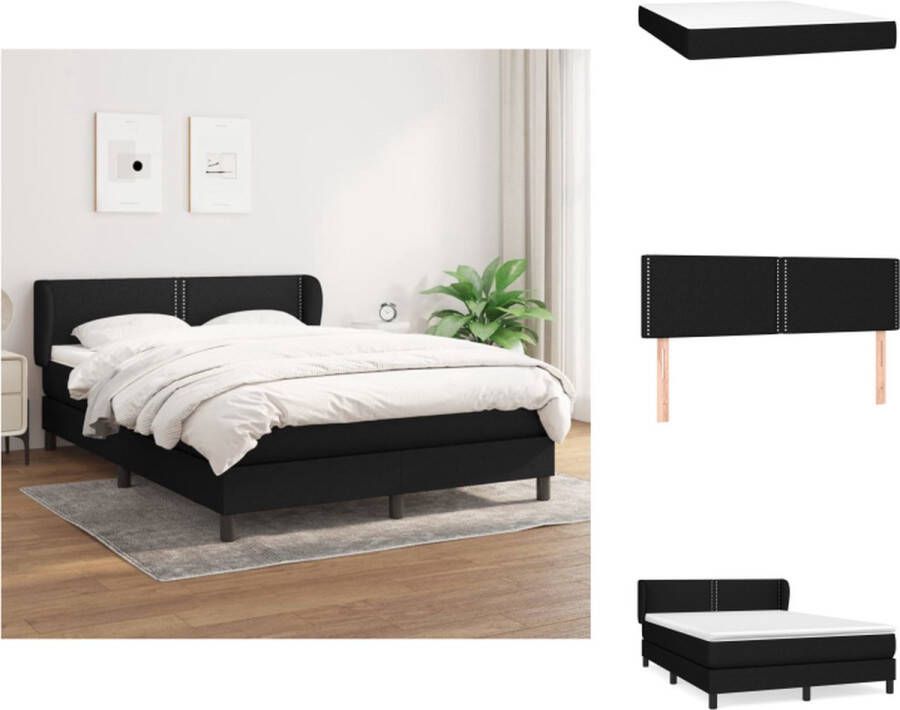 VidaXL Boxspring Bed Comfort Bed 203 x 147 x 78 88 cm Pocketvering Matras Middelharde Ondersteuning Huidvriendelijk Topmatras Kleur- Zwart Bed
