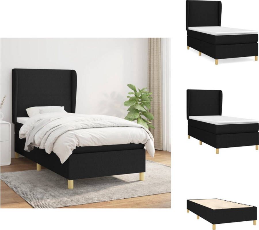 VidaXL Boxspring Bed Comfort Bed met Pocketvering Matras Middelharde Ondersteuning Huidvriendelijk Topmatras 203x103x118 128 cm (LxBxH) Bed