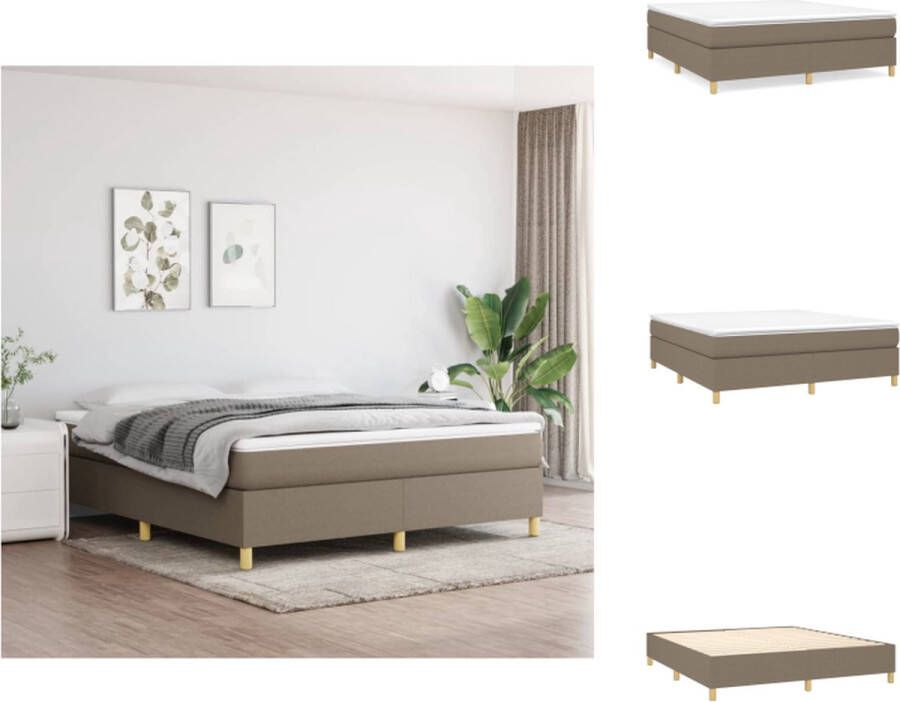 VidaXL Boxspring Bed Comfort Sleep Bedframe 203x160x35cm Matras 160x200x20cm Topmatras 160x200x5cm Kleur- Taupe Wit Bed