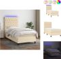 VidaXL Boxspring Bed Crème 203 x 100 x 118 128 cm Verstelbaar hoofdbord Kleurrijke LED-verlichting Pocketvering matras Huidvriendelijk topmatras Met montagehandleiding Met USB-aansluiting Bed - Thumbnail 1