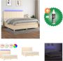 VidaXL Boxspring met matras en LED stof crèmekleurig 200x200 cm Bed Inclusief Reiniger - Thumbnail 2