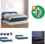 VidaXL Boxspring Bed Donkerblauw Fluweel 203 x 200 x 78 88 cm Verstelbaar hoofdbord LED-verlichting Pocketvering matras Huidvriendelijk topmatras Inclusief montagehandleiding Bed Inclusief Reiniger - Thumbnail 1