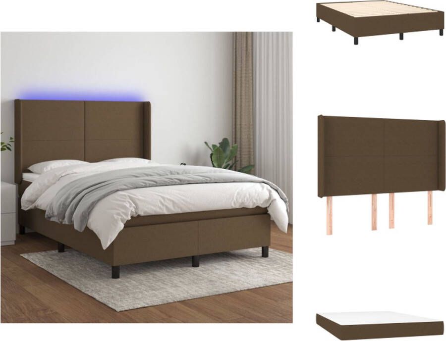 VidaXL Boxspring Bed LED Duurzaam materiaal Verstelbaar hoofdbord Comfortabele ondersteuning Kleurrijke LED-verlichting Pocketvering matras Huidvriendelijk topmatras USB-aansluiting Bed - Foto 8