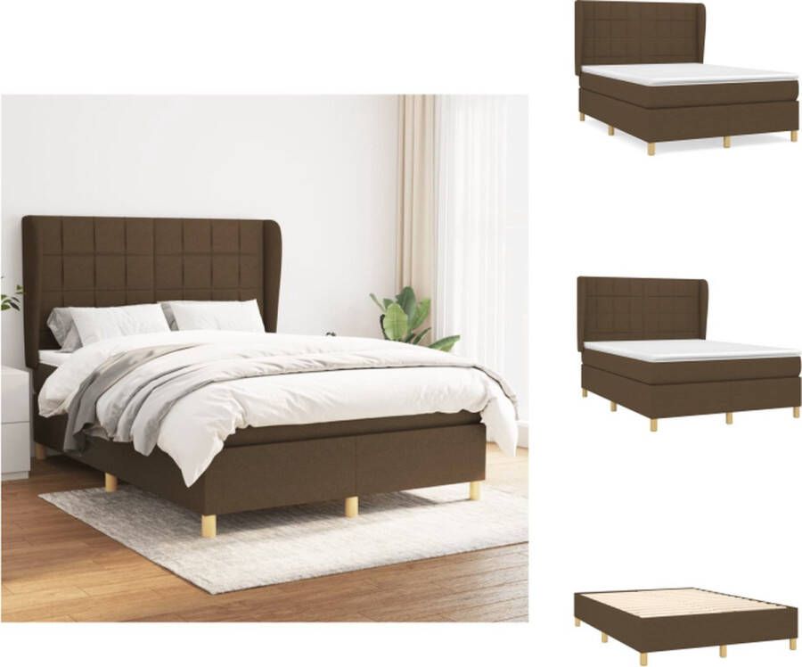 VidaXL Boxspring Bed donkerbruin 193 x 147 x 118 128 cm pocketvering Bed