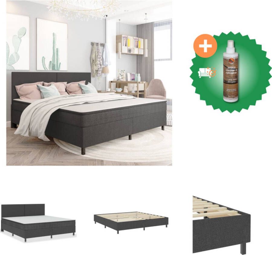 VidaXL Boxspring Bed Donkergrijs 201 x 200.5 x 116 cm Met veermatras Montage vereist Bed Inclusief Houtreiniger en verfrisser