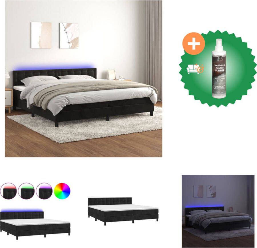 VidaXL Boxspring Bed en Matras 203x200 cm Fluweel LED Bed Inclusief Reiniger