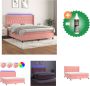 VidaXL Boxspring Bed Fluweel 203 x 163 x 118 128 cm Roze Bed Inclusief Reiniger - Thumbnail 1
