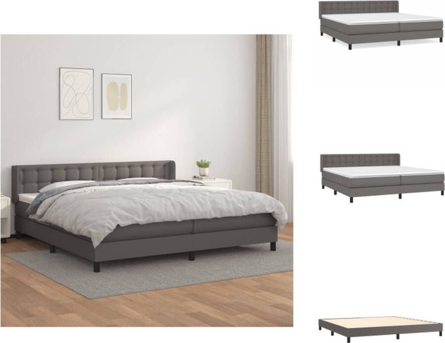 VidaXL Boxspring Bed Kunstleer Grijs 203 x 203 cm Duurzaam + Comfortabel Bed