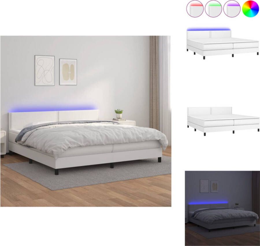 VidaXL Boxspring Bed Kunstleer Pocketvering Matras Huidvriendelijke Topmatras LED Bed - Foto 1