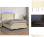 VidaXL Boxspring Bed Kunstleren bedframe met verstelbaar hoofdbord Pocketvering matras Huidvriendelijk topmatras Kleurrijke LED-verlichting Bed - Thumbnail 1