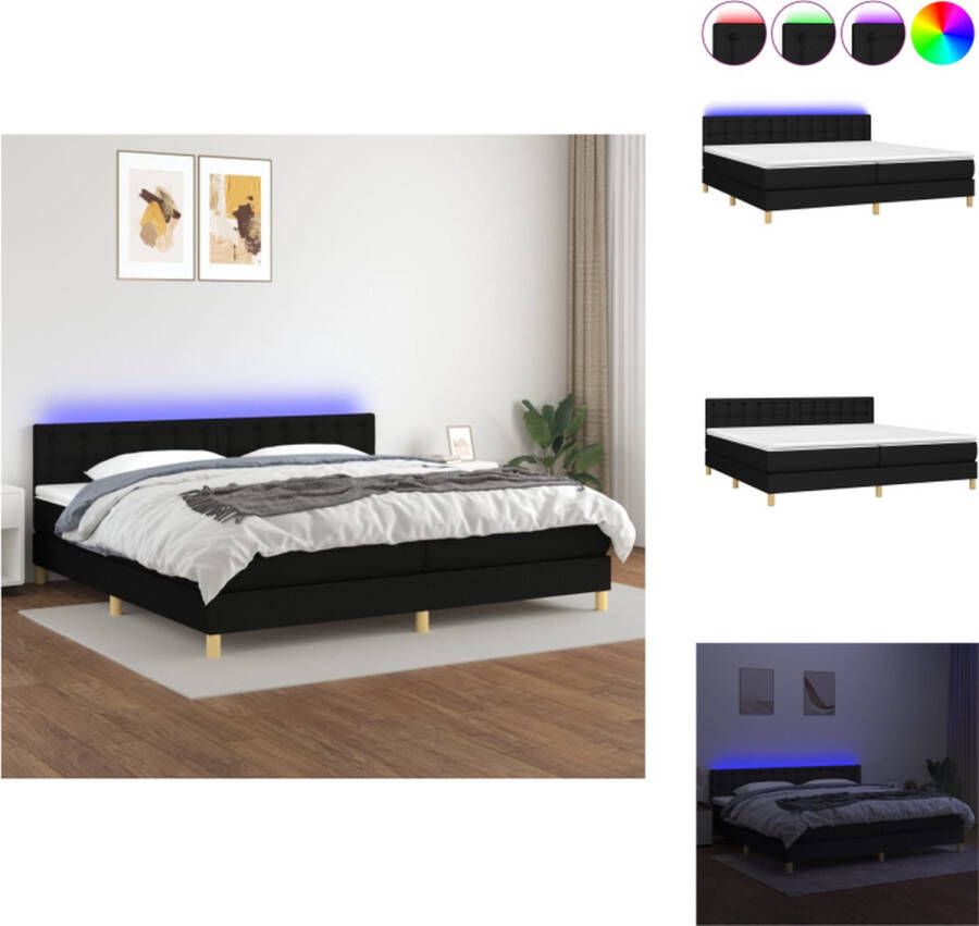 VidaXL Boxspring Bed LED 203x200x78 88 cm Zwart Bed - Foto 1