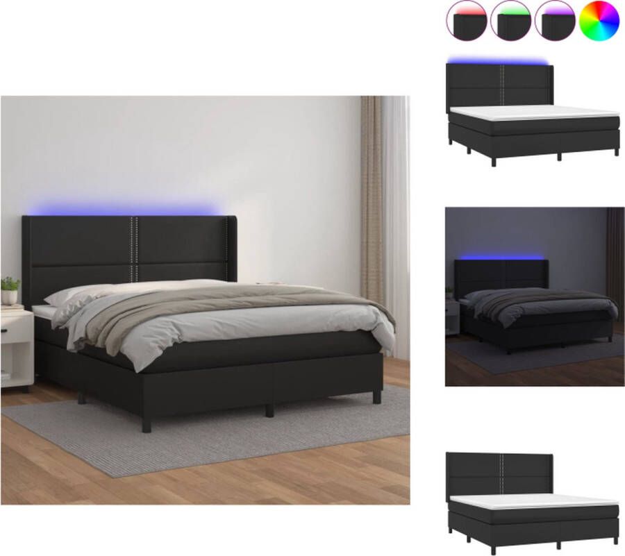 VidaXL Boxspring Bed LED Kunstleer 180x200 cm Bed