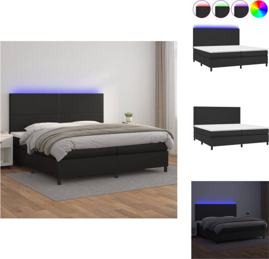 VidaXL Boxspring Bed LED Kunstleer 203 x 200 cm Pocketvering Huidvriendelijk Bed