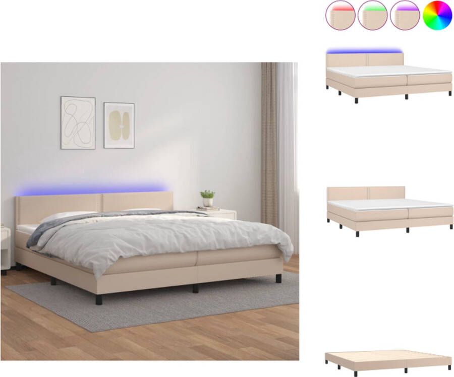 VidaXL Boxspring Bed LED Kunstleer 203x200x78 88 cm Pocketvering Huidvriendelijk Bed