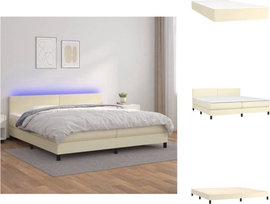 VidaXL Boxspring Bed LED Kunstleer 203x200x78 88 Crème Bed