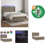 VidaXL Boxspring Bed Taupe 140x200 cm Verstelbaar hoofdbord LED-verlichting Pocketvering matras Huidvriendelijk topmatras Bed Inclusief Reiniger - Thumbnail 2