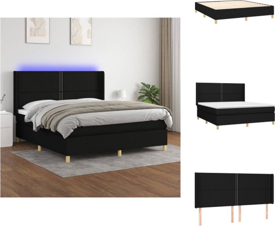 VidaXL Boxspring Bed LED Pocketvering Huidvriendelijk 160x200 cm Bed