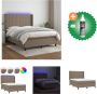 VidaXL Boxspring Bed Taupe 140x200 cm Verstelbaar hoofdbord LED-verlichting Pocketvering matras Huidvriendelijk topmatras Bed Inclusief Reiniger - Thumbnail 4