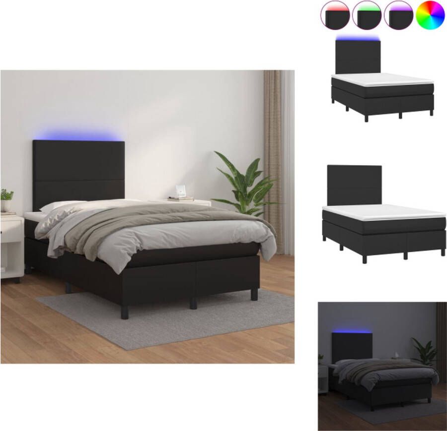 VidaXL Boxspring Bed LED Verlichting Kunstleer Pocketvering 120x200 cm Bed