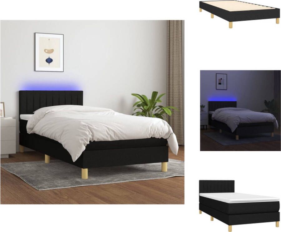 VidaXL Boxspring Bed LED Verlichting Pocketvering Matras Huidvriendelijk Topmatras Bed