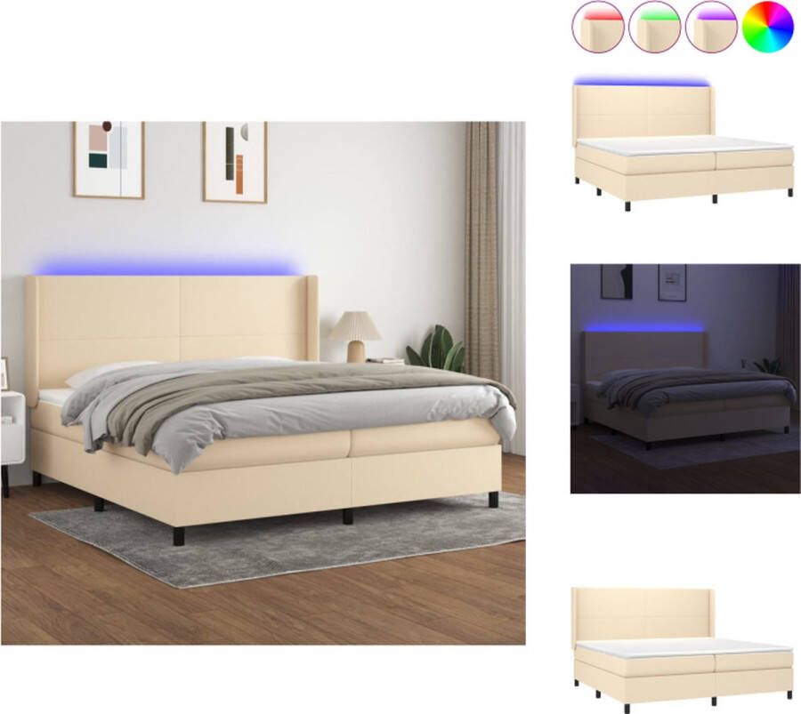VidaXL Boxspring Bed Luxe LED Crème 203x203 cm Pocketvering Bed