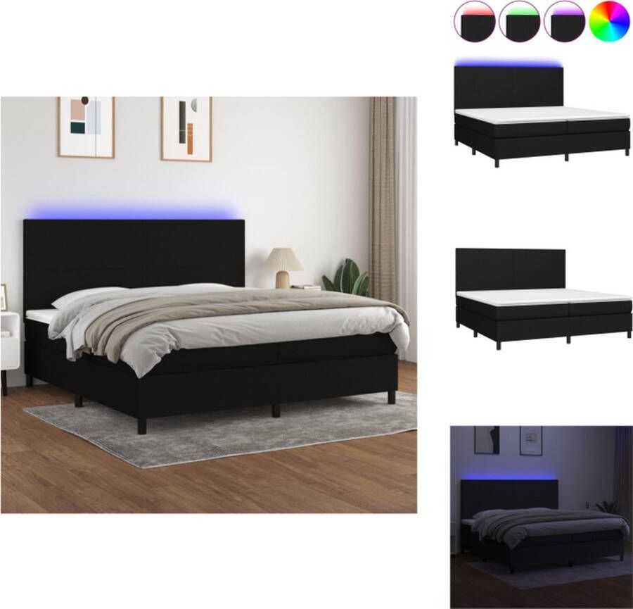 VidaXL Boxspring Bed met LED 203x200x118 128 cm Zwart Bed
