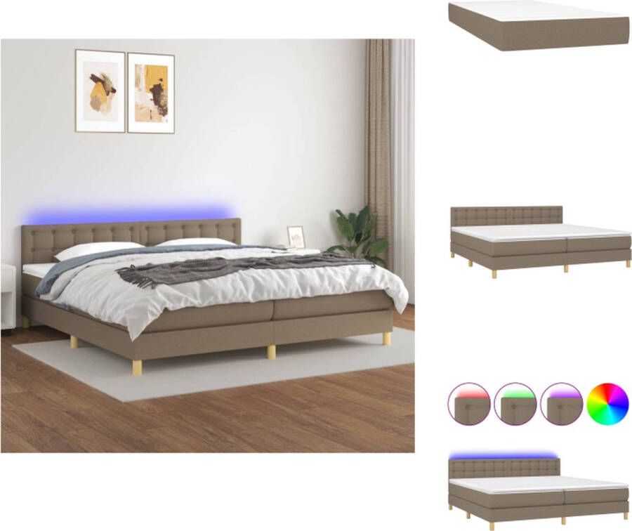 VidaXL Boxspring Bed met Matras en LED 203x200x78 88 cm Taupe Bed