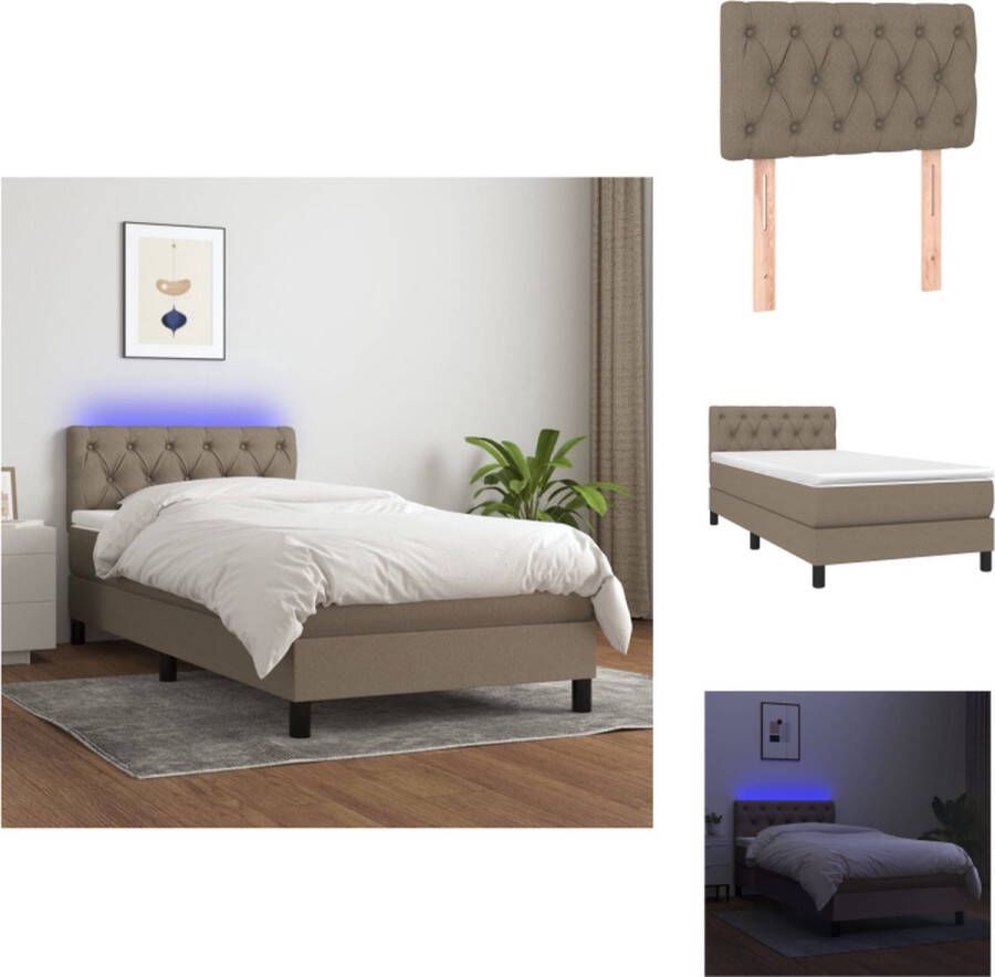 VidaXL Boxspring Bed met matras en LED 203x80x78 88 cm Taupe Bed