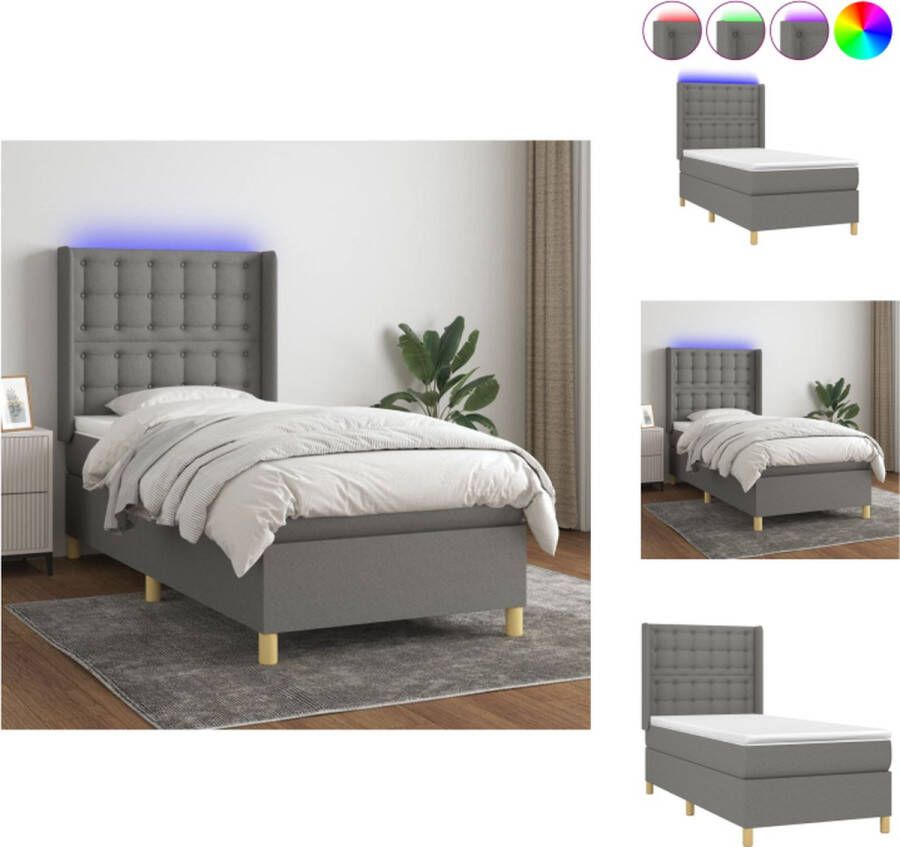 VidaXL Boxspring Bed met Matras en LEDverlichting Pocketvering 100x200 cm Bed - Foto 1