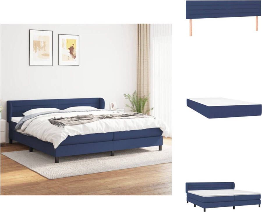 VidaXL Boxspring Bed Pocketvering 203x203x78 88 cm Blauw Bed