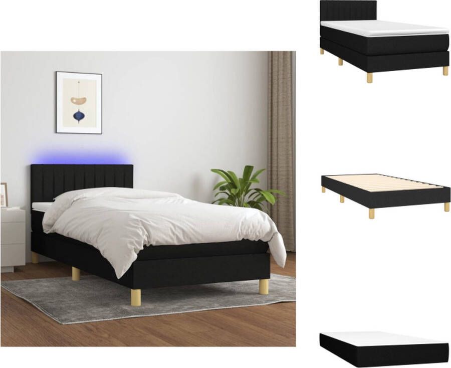 VidaXL Boxspring Bed Zwart 203x80x78 88 cm Met verstelbaar hoofdbord Kleurrijke LED-verlichting Pocketvering matras Huidvriendelijk topmatras Inclusief LED-strip Bed - Foto 6