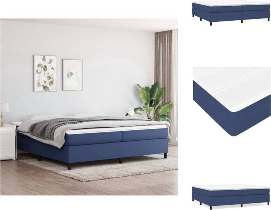 VidaXL Boxspring Bed Pocketvering Middelharde Ondersteuning Huidvriendelijk Topmatras Blauw 203 x 200 x 35 cm 100% Polyester Bed - Foto 1